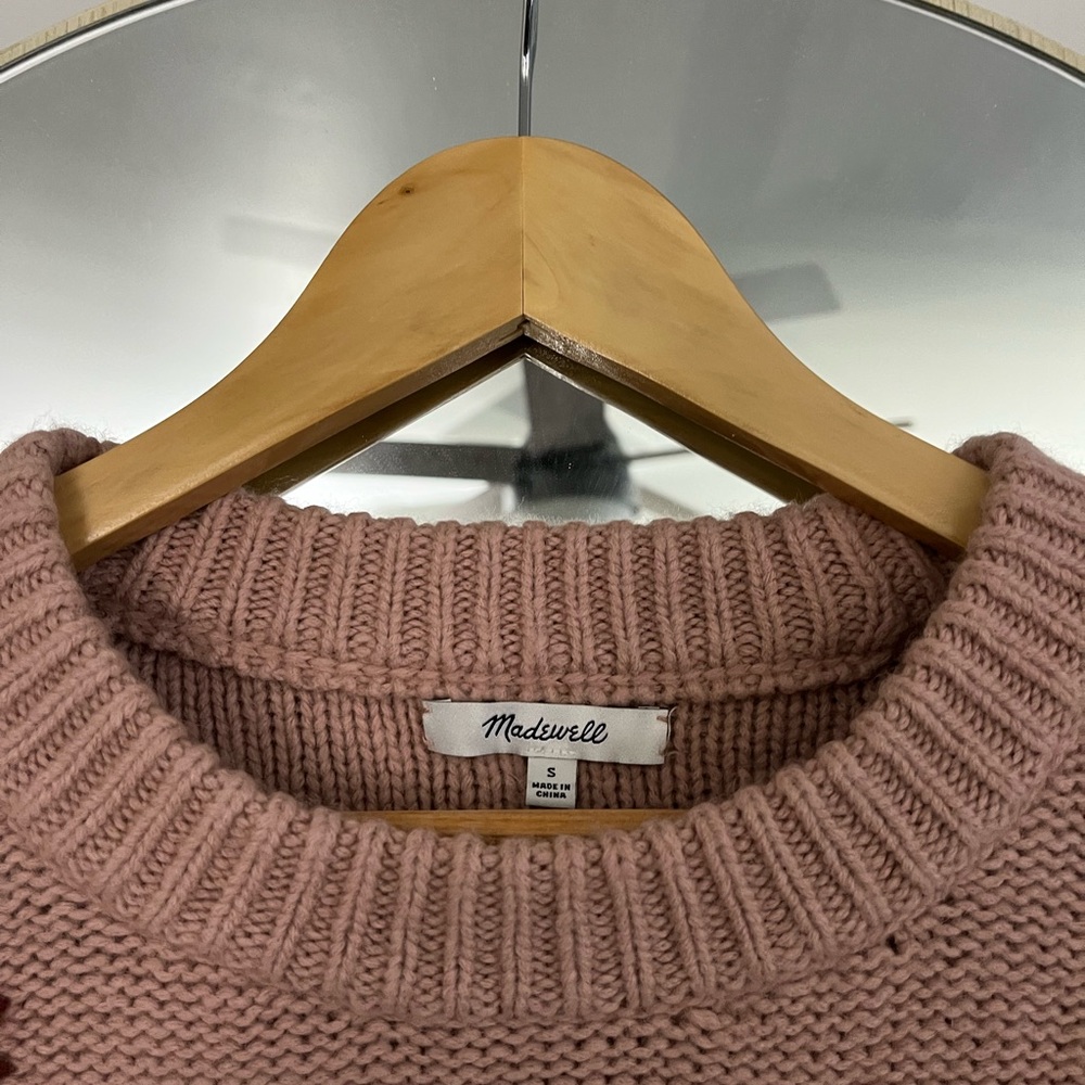 Madewell Floral Embroidered Blush Pink Crew Sweater - Picture 5 of 6